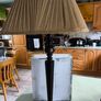Vintage ebonized table lamp featuring an octagonal base, likely dating from the early 20th century. Image 2