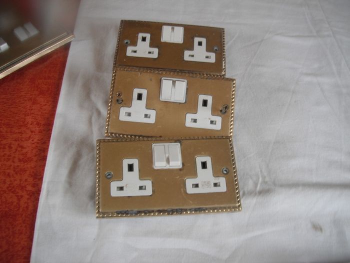 Brass Rope Edged Double Switch Socket Switches x 4