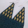 Dark Green beaded earrings, sterling silver hook Image 7