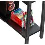 L Shaped Gaming Desk with Power Outlets, 120x70cm Computer Table Small Corner Desk with Large Reversible Storage Shelves, Home Office PC Workstation with Hooks for Writing Study, Black Image 4