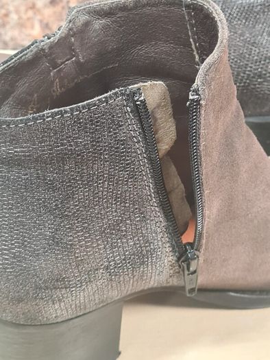 Women's Amy Huberman Bourbon Ankle Boots Heels Grey Leather Suede Size Uk 6 Eu 39