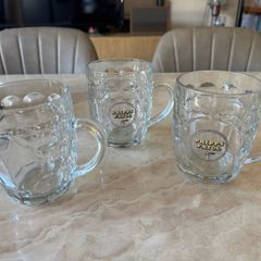 3 Glass Beer Mugs