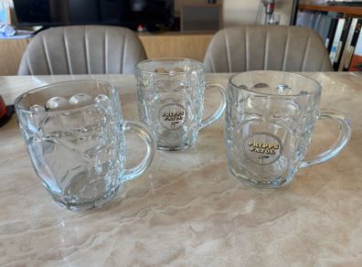 3 Glass Beer Mugs