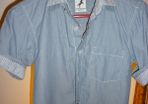 Boys Fine striped blue and white shirt with double collar 7-8 years
