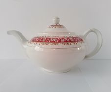 Vintage Wood & Sons Teapot bone china red and gold filigree Made in England