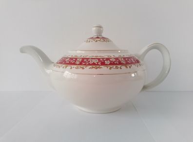 Vintage Wood & Sons Teapot bone china red and gold filigree Made in England