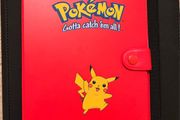 Vintage Pokemon Pikachu Red 4 Pocket Card Binder Portfolio 1999 WOTC Era