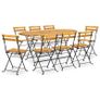 9 Piece Folding Outdoor Dining Set Solid Acacia Wood Image 5