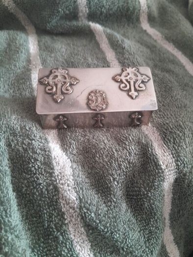 old silver plate religious box