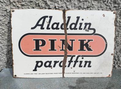 Original Allafdin Pink Paraffin enamel sign