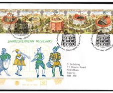 1995 Great Britain Shakespearean Musicians Commemorative Stamps Addressed First Day Cover FDC)