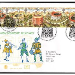 1995 Great Britain Shakespearean Musicians Commemorative Stamps Addressed First Day Cover FDC)