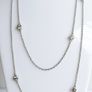 Vintage TI SENTO 925 Sterling Silver Long 30" silver station necklace with clear stones 9,1g                              es Image 2