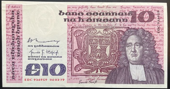 Ireland 1979 Series B 10 Pound Banknote EF