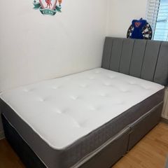 Brand new Plush grey double bed with mattress
