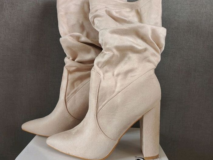 Brand New Apricot Slip On  Suede Ankle Boots, size 40