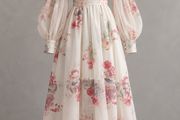 Floral Maxi Dress Ivory &amp; Pink New