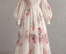 Floral Maxi Dress Ivory & Pink New