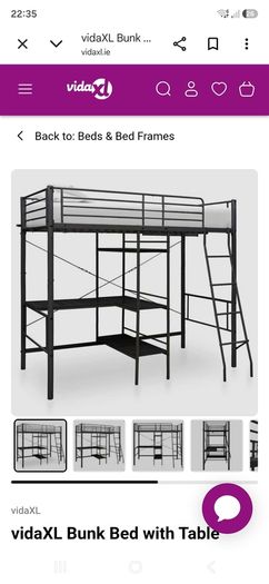 vidaXL Bunk Bed with Table without Mattress Black Metal 90x200 cm