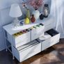 Dresser for Bedroom with 5 Fabric Drawers, TV Stand with 4 Castors, Storage Organizer Unit for Living Room Kids Room (White) Image 2