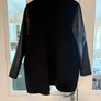Ladies  black waterfall cardigan with faux leather sleeves Image 2