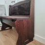 Dark wood pub bench with storage Image 2