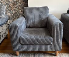 Grey corduroy armchair