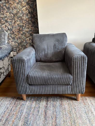 Grey corduroy armchair