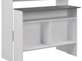 Bar Table with 2 Table Tops White and Grey 130x40x120 cm