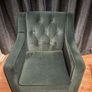 Emerald green velvet armchair - button back Image 2