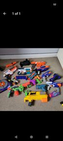 nerf gun collection including all bullets needed
