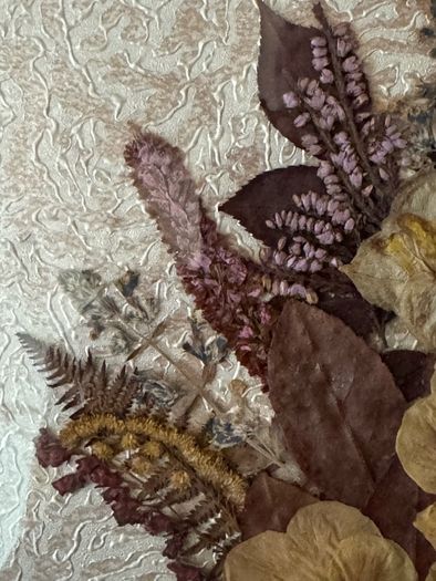 Vintage Framed Pressed Flower Wall Art - Handmade Botanical Piece (38 x 41 cm)