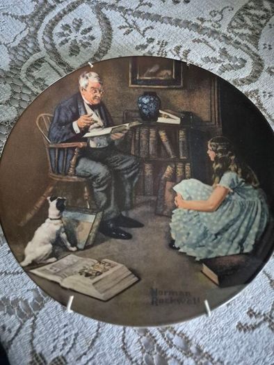 Vintage Norman Rockwell The storyteller ceramic plate 1984