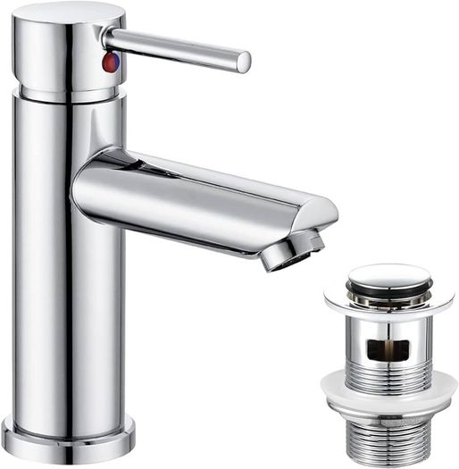 Bathroom Sink Washroom Basin Single Lever Chrome Brass Mixer Tap With Pop Up Waste