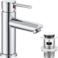 Bathroom Sink Washroom Basin Single Lever Chrome Brass Mixer Tap With Pop Up Waste