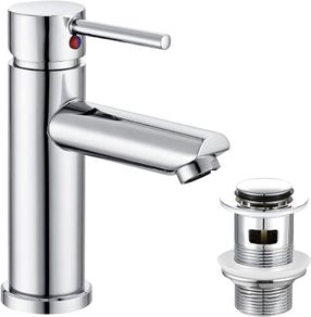 Bathroom Sink Washroom Basin Single Lever Chrome Brass Mixer Tap With Pop Up Waste