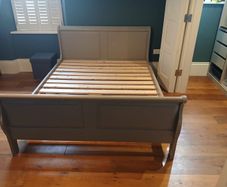 Solid Pine Sleigh Bed - King Size (5ft) - F&B Grey