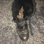 Black Leather & Fur Vintage Ankle Boots Image 8