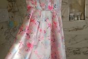 Designer boutique J&amp;J Afinity Paris dress evening gown back long tail 10 to 12 M blush pink
