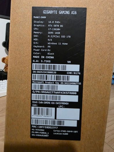 Gigabyte Gaming A16 Cwh | Rtx 5070 8gb, I7-13620h, 16gb Ddr5, 1tb Ssd, 165hz