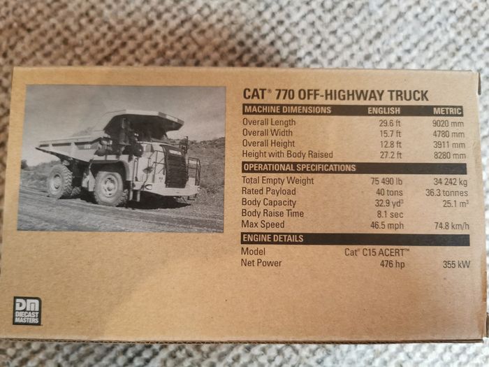 Diecast Masters Core Classics CAT 770 Dump Truck 1/50
