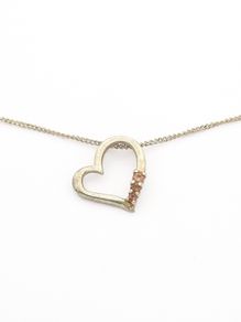925 Vintage Open Heart Sterling Silver CZ Necklace