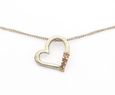 925 Vintage Open Heart Sterling Silver CZ Necklace