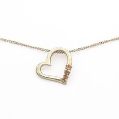 925 Vintage Open Heart Sterling Silver CZ Necklace