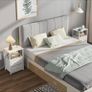 Bedside Table with Charging Station, Side Table with 2 USB Ports and Outlets, Nightstand with Cloth Drawer, Set of 2, End Table, White Image 2