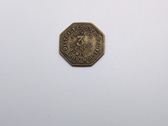 Bury District Cooperative Provision Society Three Pence Token