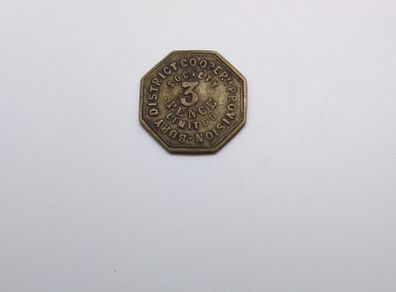Bury District Cooperative Provision Society Three Pence Token