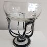 Duiske Hand Cut Blue Glass Pedestal Dish Retro Irish Cut Glass Bowl / Vase 7" Collectable. Image 10