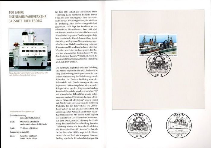 2009 Bundes Republic Deutschland (Germany) Federal Annual Stamp EFT Collection 2009 with 43 images of contents