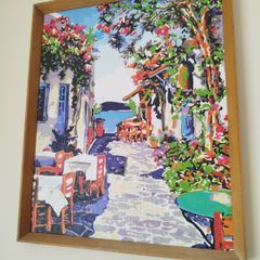 Hand painted framed painting for sale.